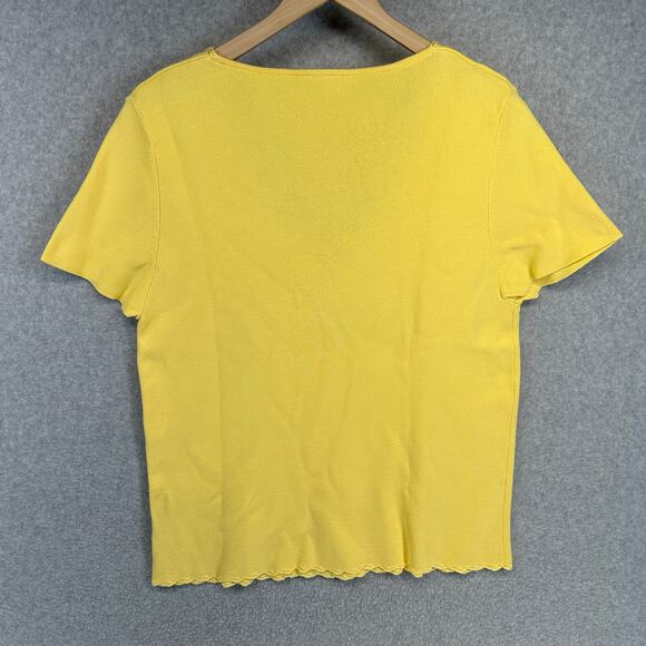Faded Glory Stretch Top Womens Size XL 16-18 Yellow Pullover V-Neck Short Sleeve - Picture 2 of 11
